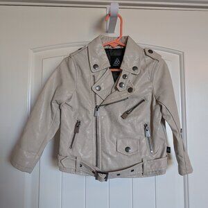 Garçon Fort Cream Color Faux Leather Moto Jacket Sz 18-24m
